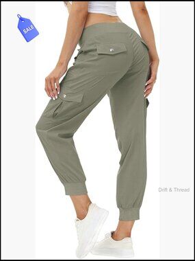 Lightweight Quick Dry Hiking Cargo Pants Elastic Waist Joggers